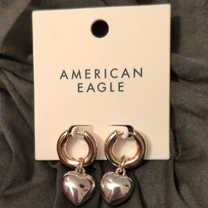 American Eagle Outfitters Gold Hoops with Silver Hearts
